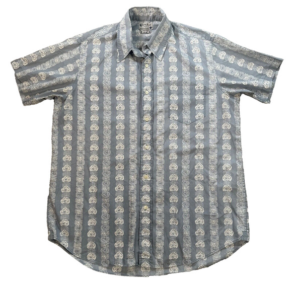 Lucky Brand Short Sleeve Linen Shirt Men's Large Blue/White Floral Button Down - Picture 1 of 7